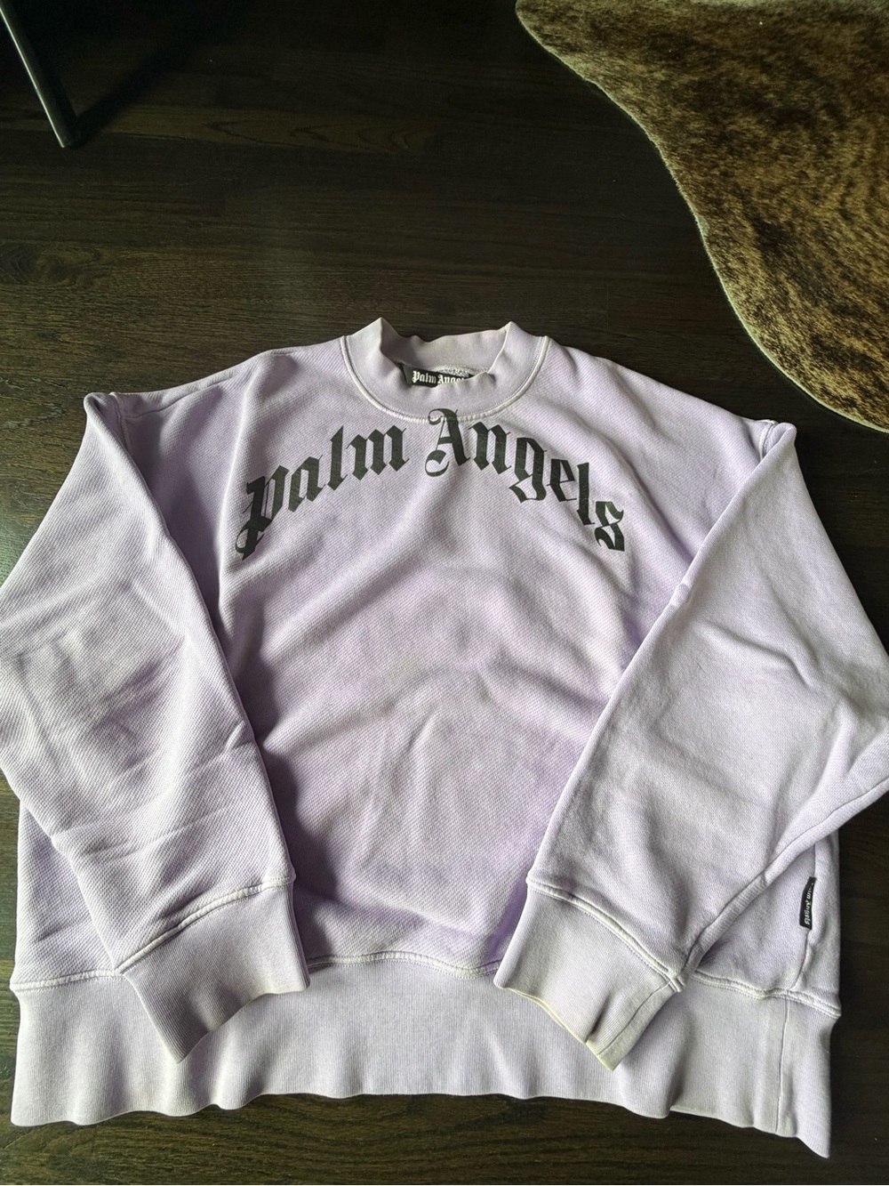Palm Angels Men’s Lavender Crewneck with Black Logo Size M